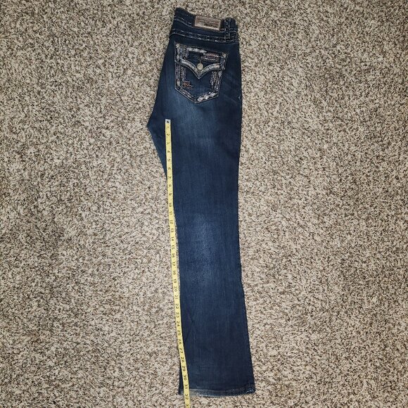 Grace in LA Women’s Bootcut Jeans Size 30 | Thick Stitch Bling Flap Pockets Dark - Picture 9 of 15